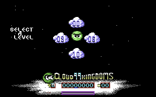 Cloud Kingdoms (Commodore 64) screenshot: Level select