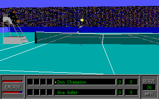 4D Sports Tennis (DOS) screenshot: Maximum detail in EGA mode