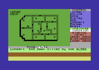 Alien (Commodore 64) screenshot: Map of the upper deck