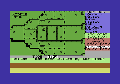 Alien (Commodore 64) screenshot: Map of the middle deck