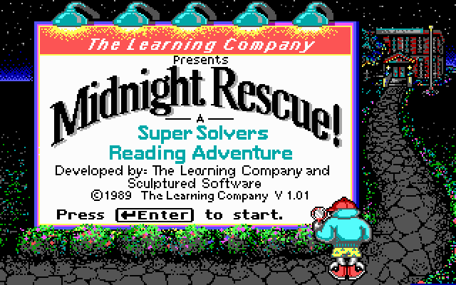 Super Solvers: Midnight Rescue! (DOS) screenshot: title screen - EGA