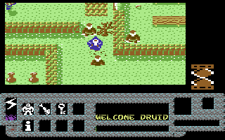 Enlightenment (Commodore 64) screenshot: Chased by lots of undead and a tree
