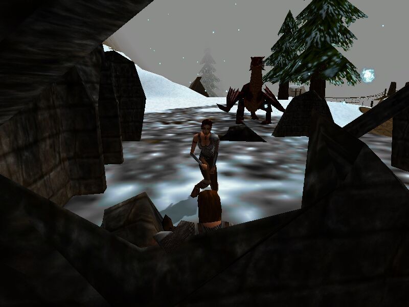 Drakan: Order of the Flame (Windows) screenshot: Rynn and Arokh meet another guy who's about to die