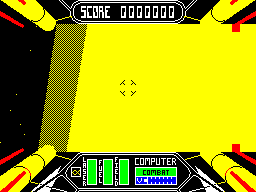 Starstrike II (ZX Spectrum) screenshot: Well it hasn't shot at me so I'm going to try and dock