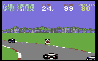 Continental Circus (Commodore 64) screenshot: Sharp turn