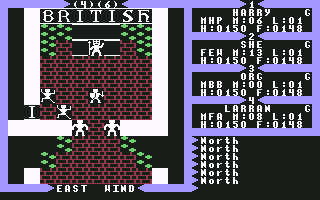 Exodus: Ultima III (Commodore 64) screenshot: Standing before Lord British