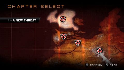 Killzone: Liberation (PSP) screenshot: World map in chapter selection