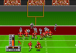 Madden NFL '94 (Genesis) screenshot: Preparing a conversion. Winds plays an incredible part, even on something as simple as that.