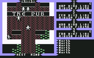 Exodus: Ultima III (Commodore 64) screenshot: At the pub in Britain