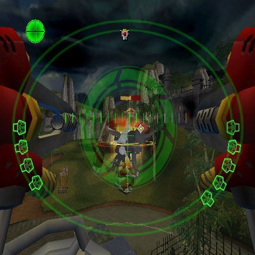 Ty the Tasmanian Tiger 2: Bush Rescue (PlayStation 2) screenshot: Now Ty is in the old fort using a battle mortar on big robots and drop ships