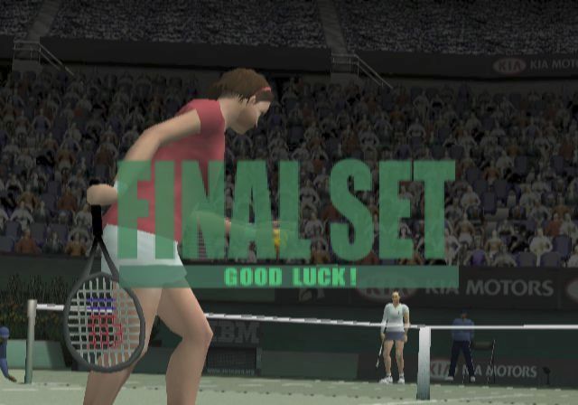 Smash Court Tennis: Pro Tournament (PlayStation 2) screenshot: Game On!<br>This match is being played over a single set so it starts with a Final Set