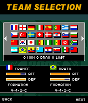 2005 Real Soccer (J2ME) screenshot: National teams selection