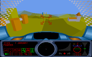 Ashes of Empire (DOS) screenshot: Exploring the map with Fighter aircraft.