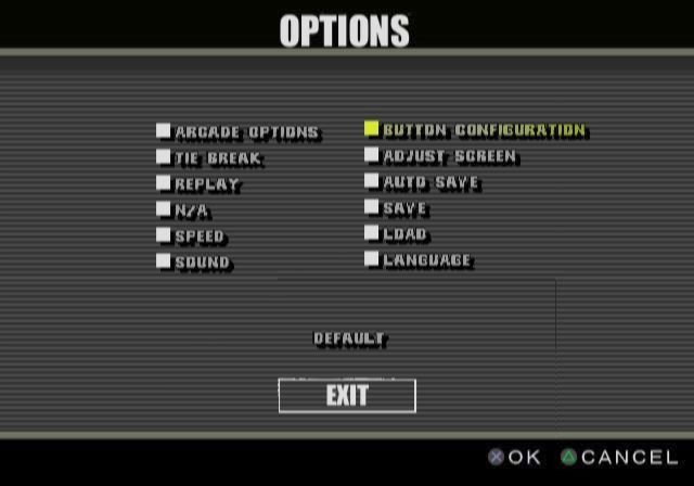 Smash Court Tennis: Pro Tournament (PlayStation 2) screenshot: This screen is accessed from the main menu It shows the game has many configuration options.