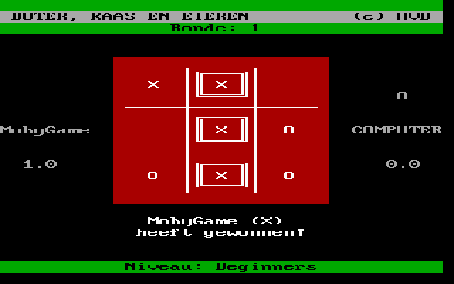 Boter kaas en eieren (DOS) screenshot: I won!