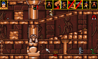Humans 3: Evolution - Lost in Time (DOS) screenshot: Egyptian character actions
