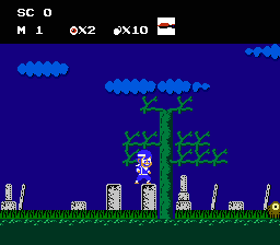 Ninja Kid (NES) screenshot: Starting out in a poison field