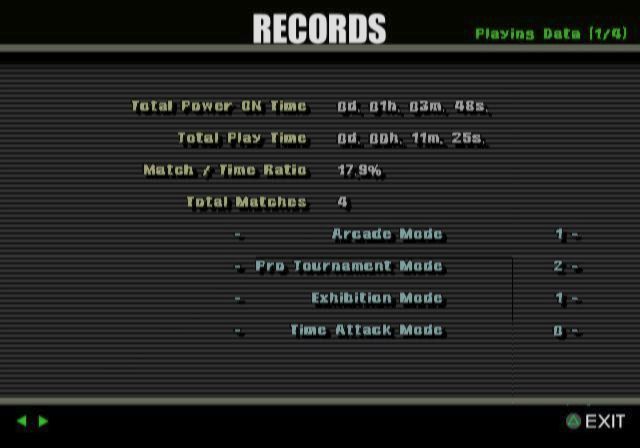 Smash Court Tennis: Pro Tournament (PlayStation 2) screenshot: Why anyone would want stats on how long they'd been playing is a mystery but it's there