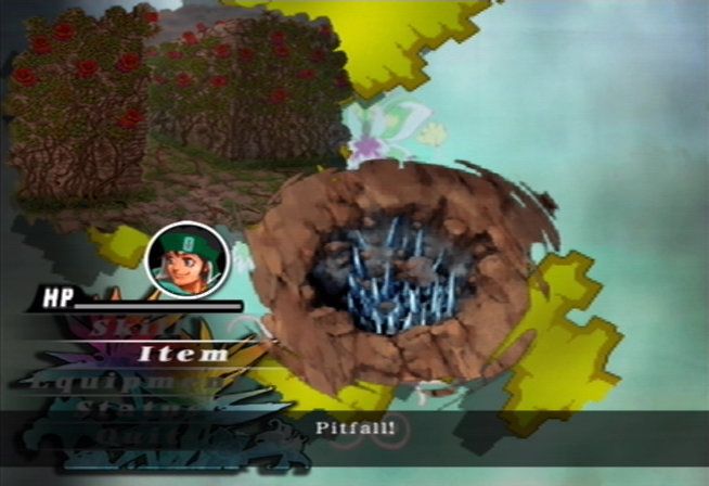 Unlimited Saga (PlayStation 2) screenshot: Much like in a tabletop role playing game, you may find traps on the world map...