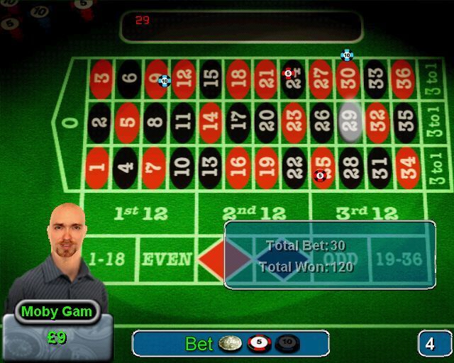 Casino Challenge (PlayStation 2) screenshot: Roulette is another nicely implemented mini-game. The player selects their token(s), places them, the wheel spins and the winnings are awarded