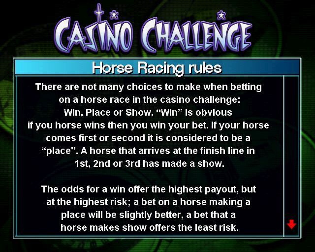 Casino Challenge (PlayStation 2) screenshot: All games have a set of rules<br>These are selected on from the menu bar at the bottom of the screen where the stake is selected