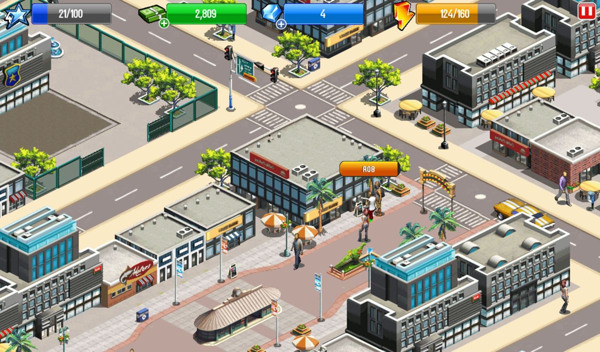 Gangstar City (Android) screenshot: It is easier to rob when there are no thugs around.