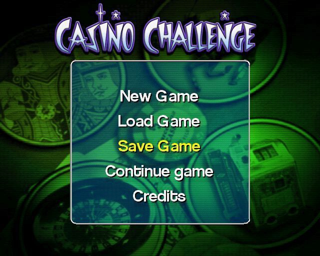 Casino Challenge (PlayStation 2) screenshot: The main menu changes once a game begins and acquires a 'Continue' option