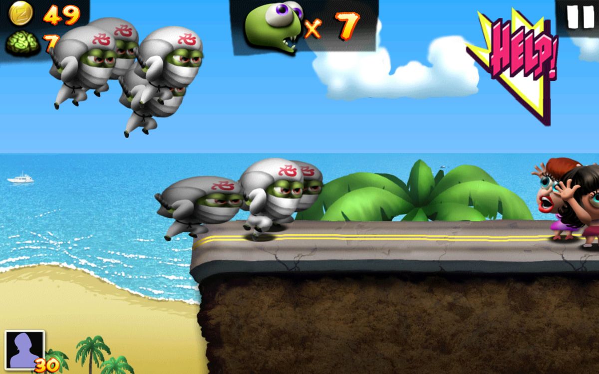 Zombie Tsunami (Android) screenshot: Using the ninja power-up.