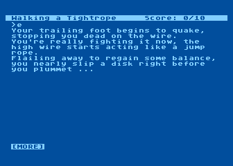 Ballyhoo (Atari 8-bit) screenshot: The suspense is killing me!