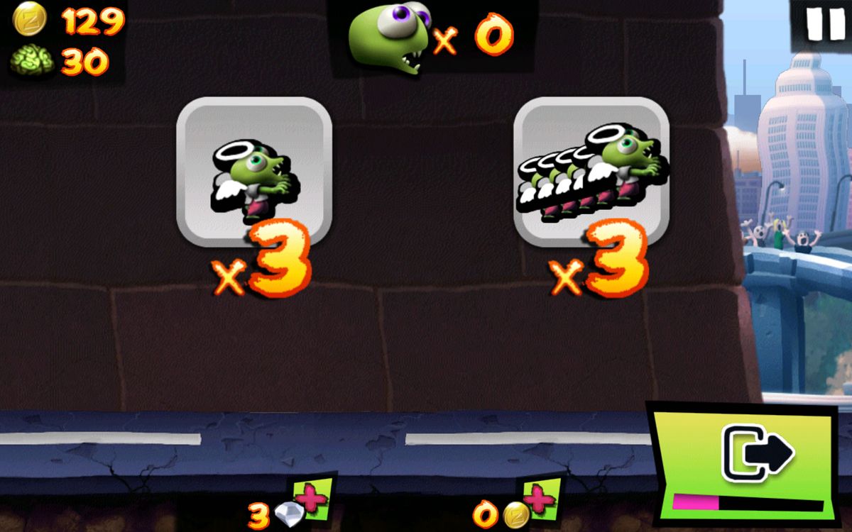 Zombie Tsunami (Android) screenshot: Revive options after dying.