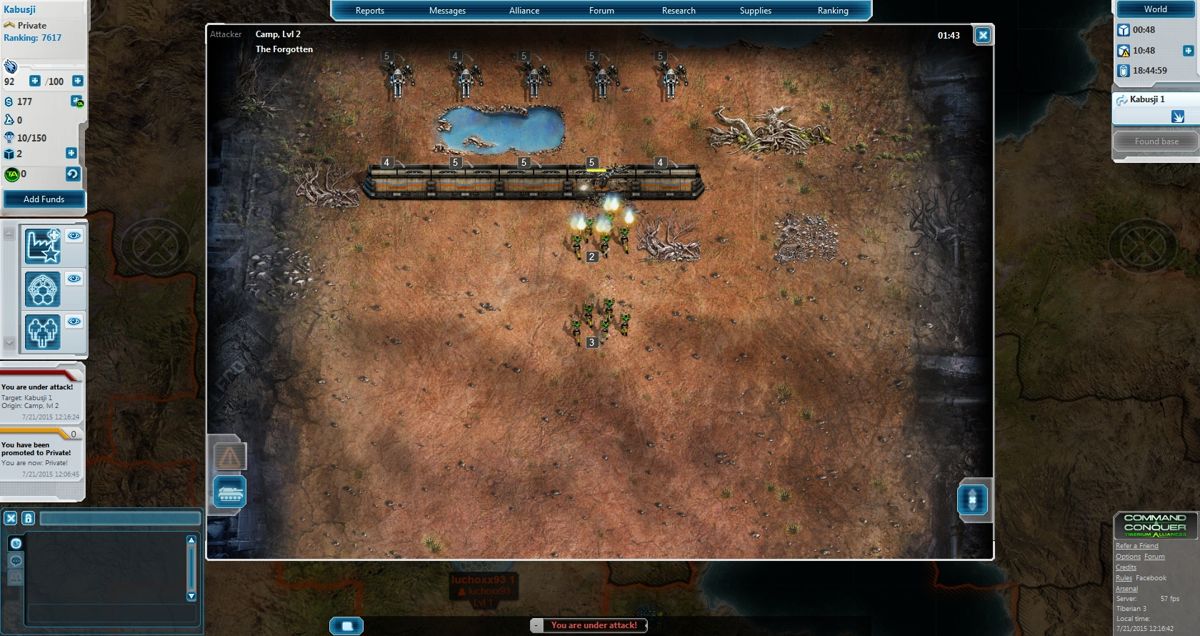 Command & Conquer: Tiberium Alliances (Browser) screenshot: Enemies attacking