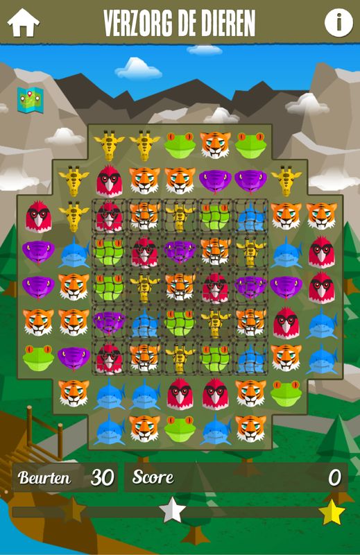 Delhaize: Animal Parc (Android) screenshot: Animals inside nets can still be matched.