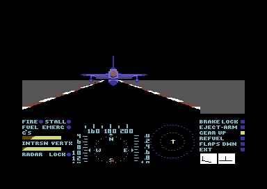 Thud Ridge: American Aces in 'Nam (Commodore 64) screenshot: Taking off at night