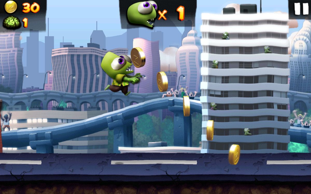 Zombie Tsunami (Android) screenshot: Jump to grab coins.