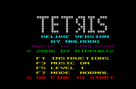Tetris Deluxe (VIC-20) screenshot: Title screen