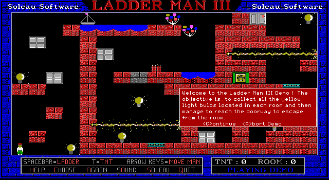 Ladder Man III (DOS) screenshot: Demo level