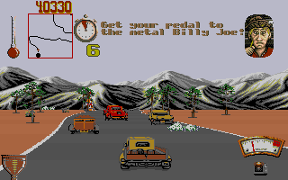 Moonshine Racers (DOS) screenshot: Start of another moonshine delivery