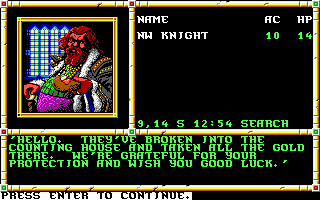 Neverwinter Nights (DOS) screenshot: You are receiving a quest.