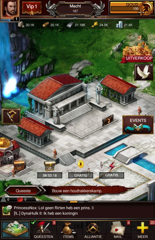 Game of War: Fire Age (Android) screenshot: The centre of my kingdom (Dutch version)