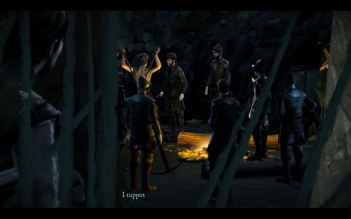 Game of Thrones (Windows) screenshot: <i>Episode 1</i>: Gared observes one of Ramsey Bolton's antics.