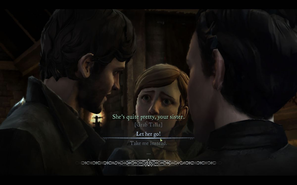 Game of Thrones (Windows) screenshot: <i>Episode 1</i>: as you should know, you do not let Ramsey take your little sister.