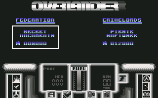 Overlander (Commodore 64) screenshot: Select which side to play
