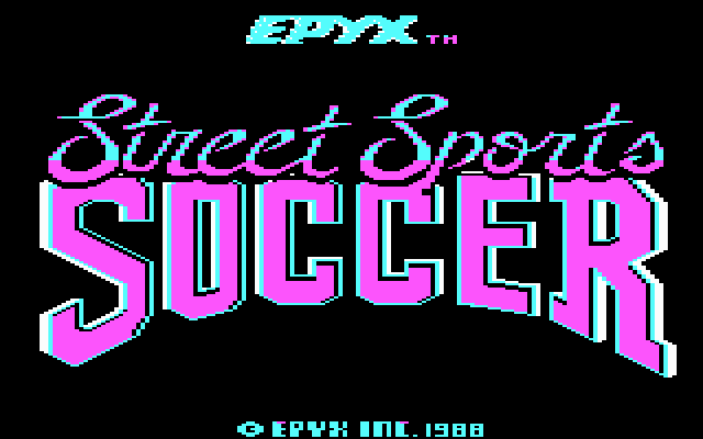 Street Sports Soccer (DOS) screenshot: Title screen (CGA)