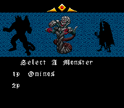 Beast Wrestler (Genesis) screenshot: Choosing a Beast/Dragon/whatever