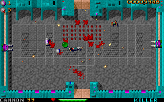 Operation Carnage (DOS) screenshot: Making the best use of multiple power-ups before picking up more.