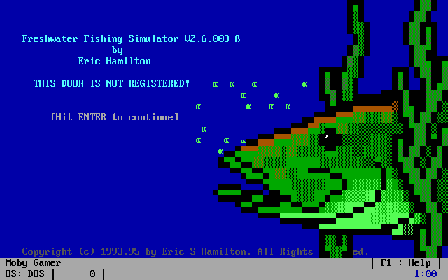 Freshwater Fishing Simulator (DOS) screenshot: Title screen