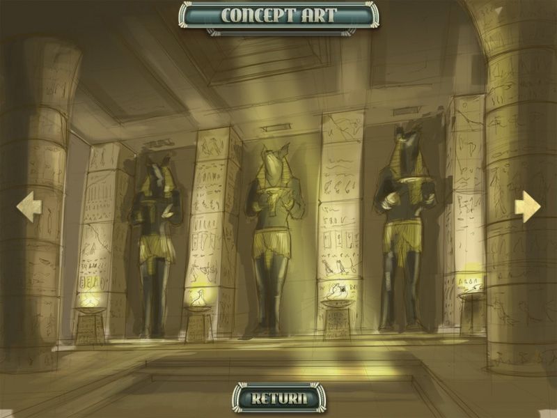 Escape the Lost Kingdom (Collector's Edition) (Windows) screenshot: One of the bonus items is the concept art, of which this is an example. scrolling will show the completed artwork. then another piece of concept art etc. Bonus items are not locked