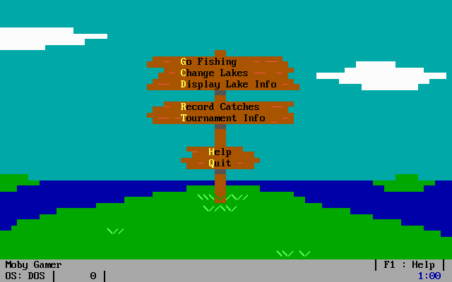 Freshwater Fishing Simulator (DOS) screenshot: Menu