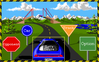 Stunts (DOS) screenshot: Main Menu