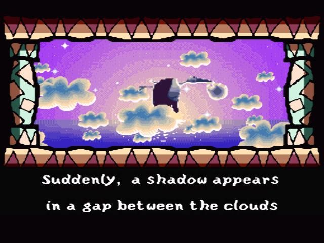 Super Mario World 2: Yoshi's Island (SNES) screenshot: Intro: the bird carries the twins